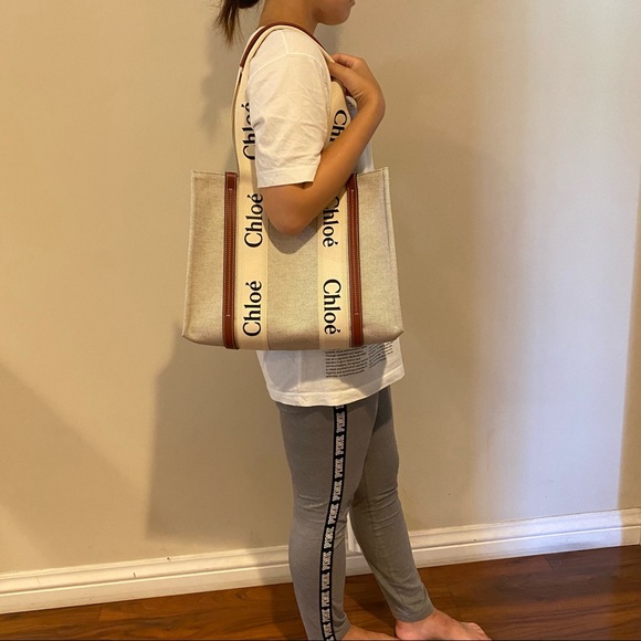 Woody medium leather-trimmed cotton-canvas tote - Picture 8 of 16